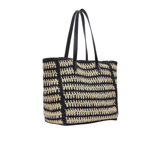 Tote Bag Donna in paglia bicolor retro