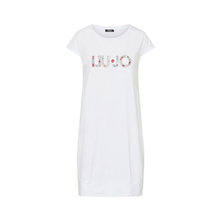 Abito Donna Bianco, in cotone, a maniche corte