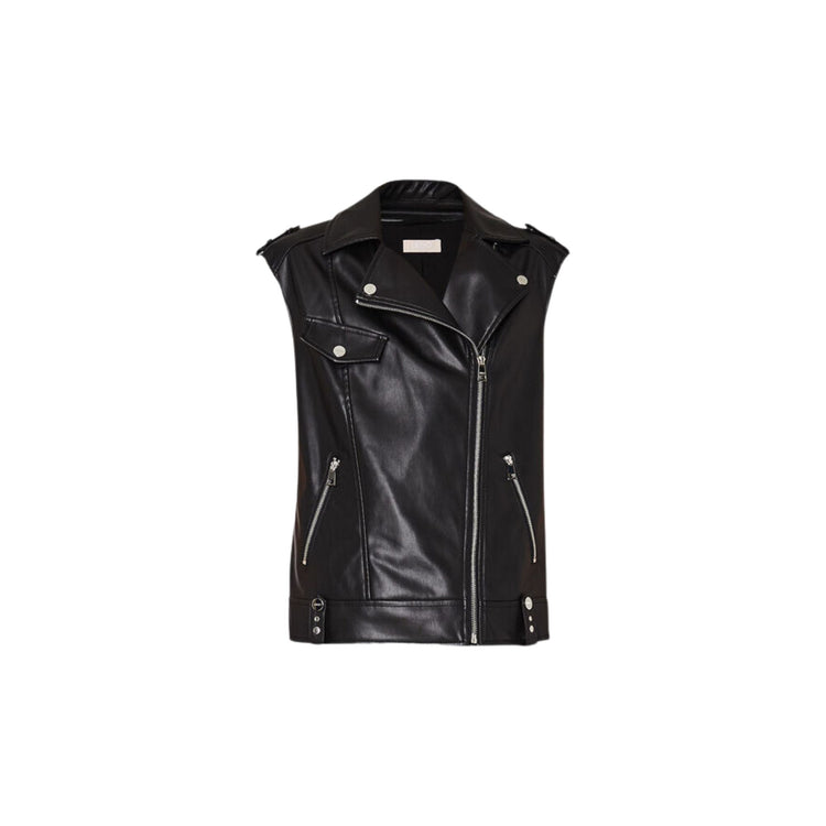 Women's leather vest with side pockets