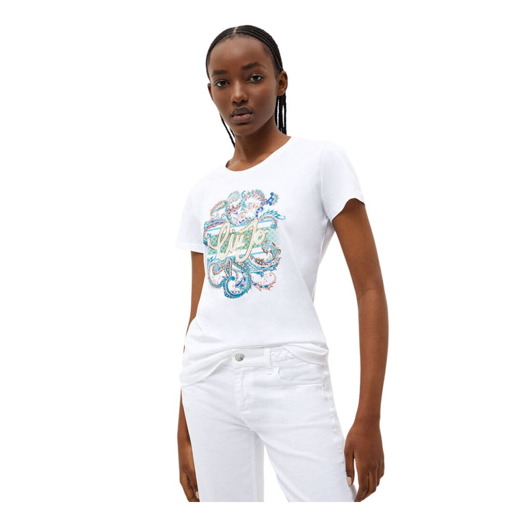 T-shirt femme avec strass et logo