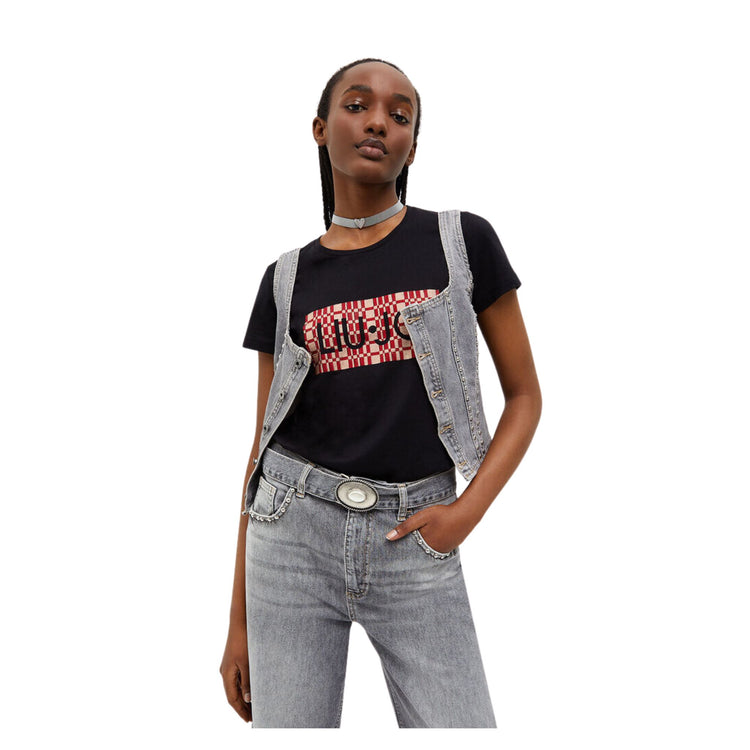 T-shirt femme avec strass et logo