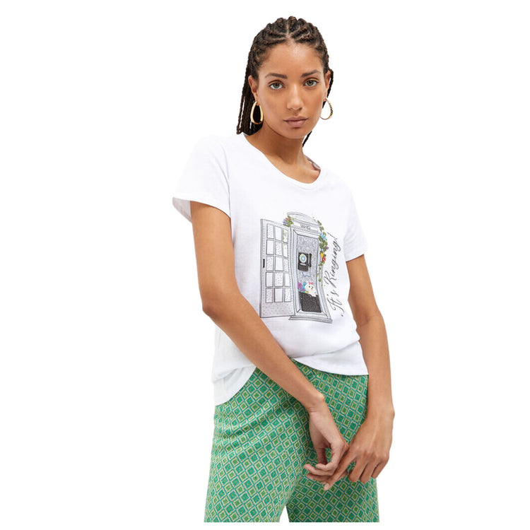 Women's cotton T-shirt with round neckline