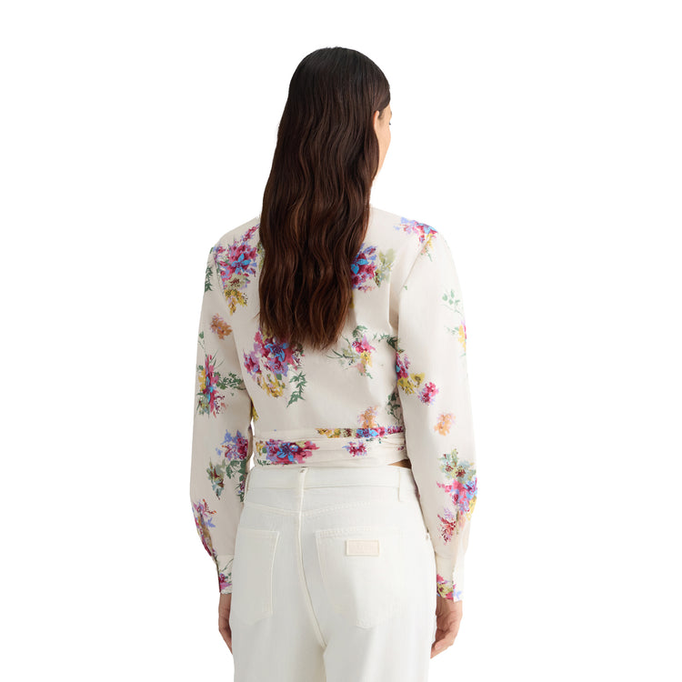 Camicia Donna cropped floreale modella retro