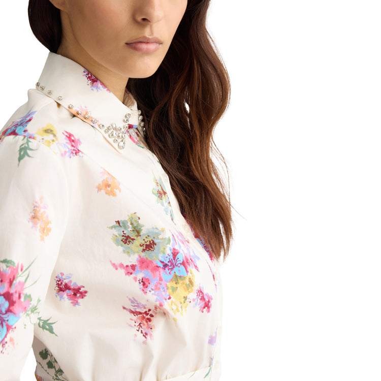 Camicia Donna cropped floreale dettaglio