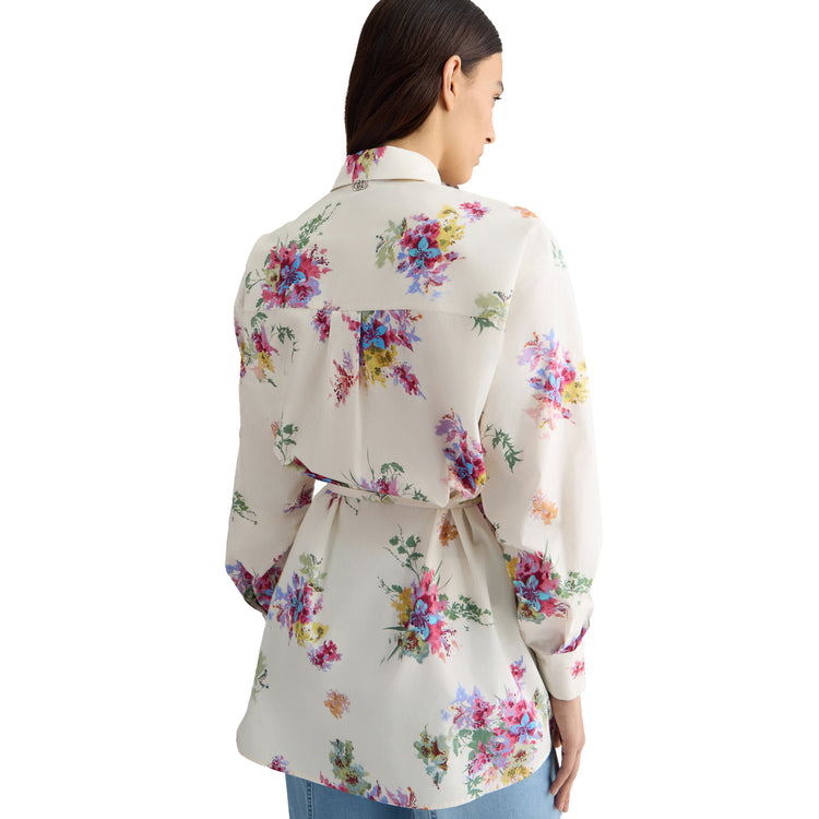 Camicia lunga Donna con stampa floreale modella retro
