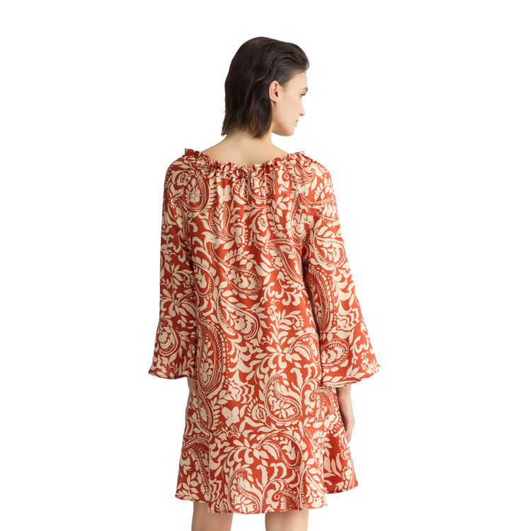 Abito corto Donna in twill stampato modella retro