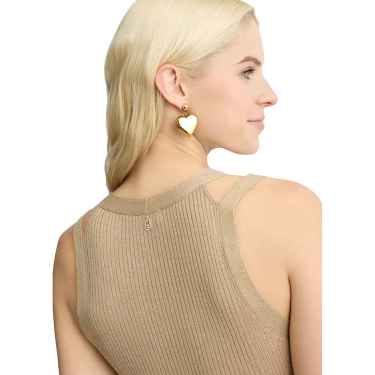 Top Donna in maglia a coste Beige dettaglio retro ravvicinato