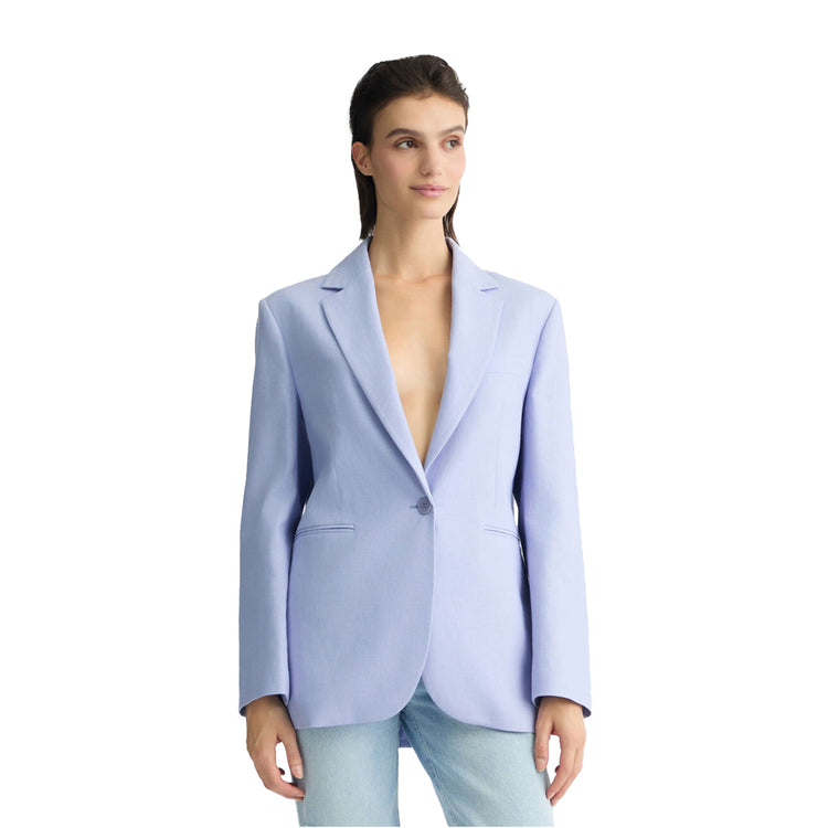 Blazer Donna in lino e cotone Lilla modella frontale