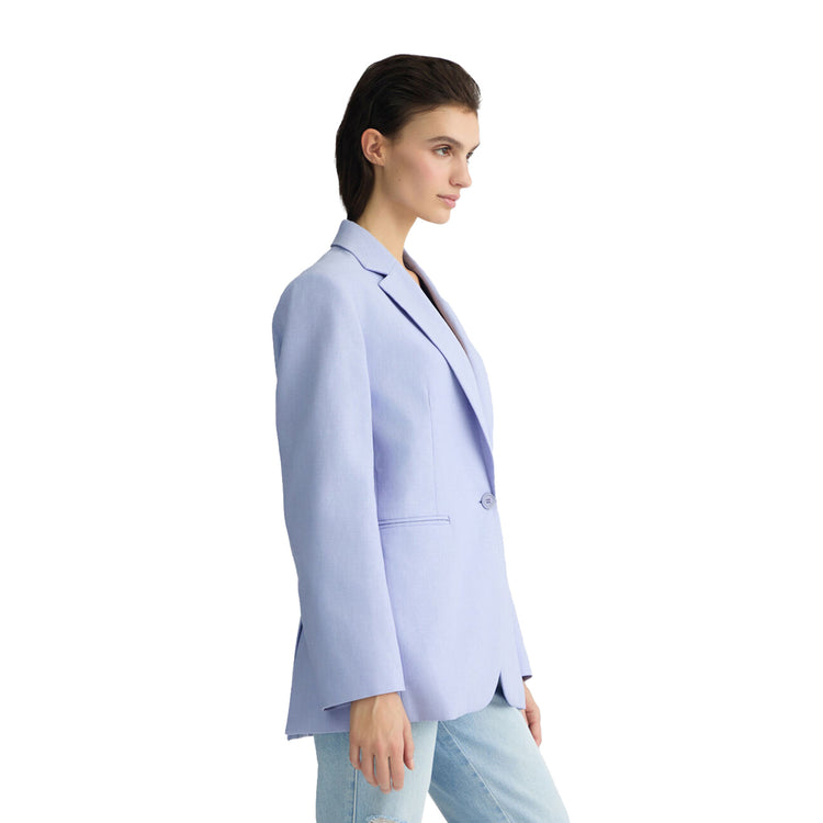 Blazer Donna in lino e cotone Lilla modella laterale