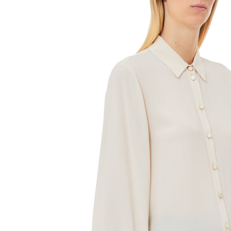 Camicia Donna in crêpe de chine Bianco dettaglio