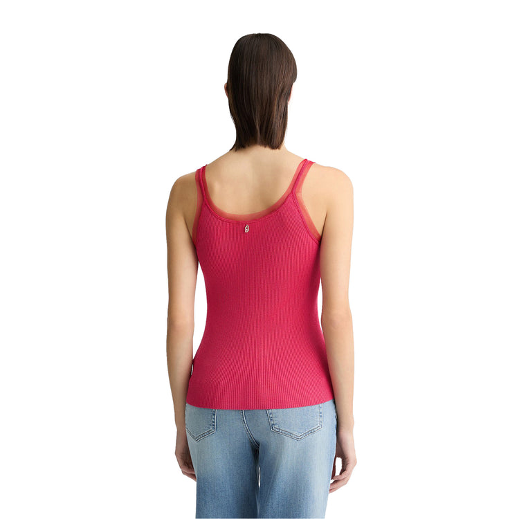 Top Donna in maglia di misto viscosa Rosa modella retro