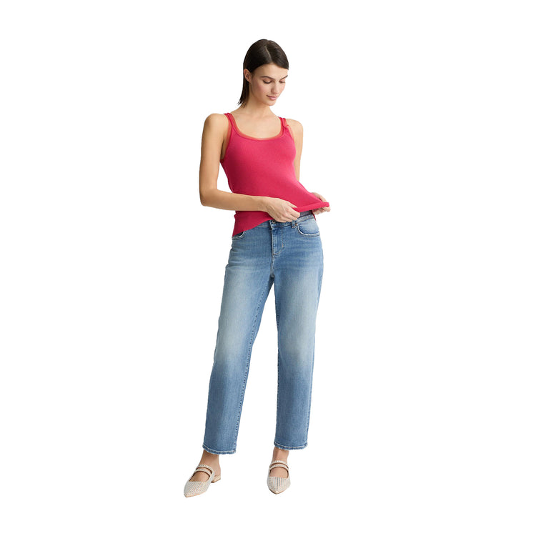 Top Donna in maglia di misto viscosa Rosa modella intera frontale