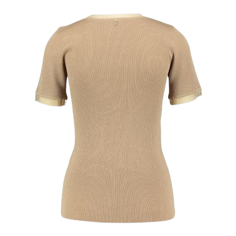T-shirt Donna con inserti in tulle Beige