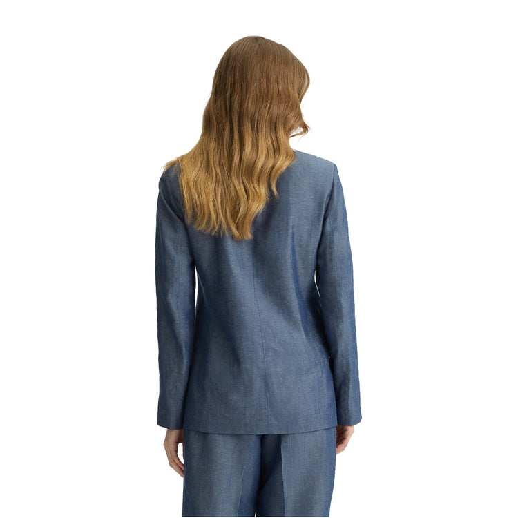 Blazer Donna in misto lino Blu modella retro