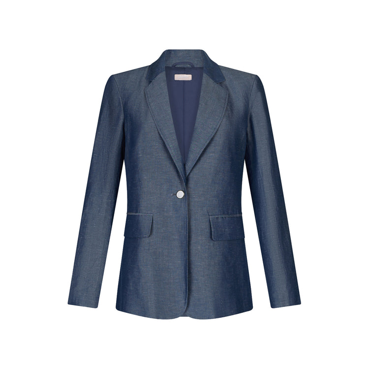 Blazer Donna in misto lino Blu
