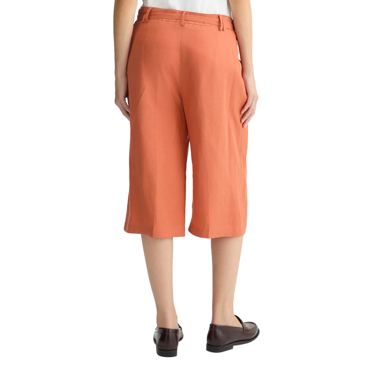 Bermuda Donna in misto lino Arancione modella retro