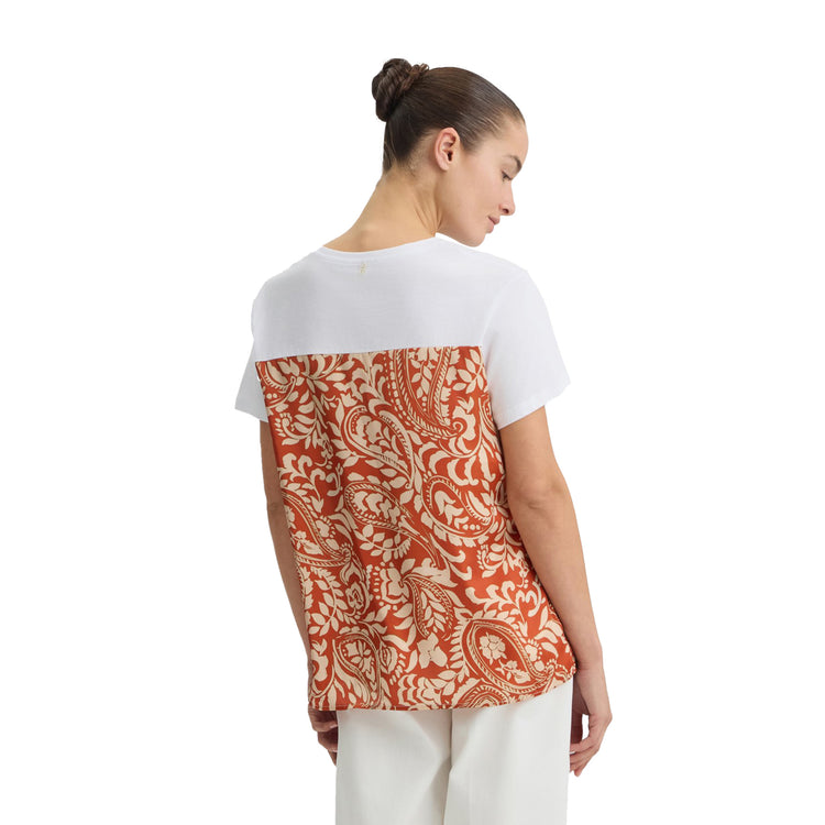 T-shirt Donna con dettaglio stampato Arancione modella retro