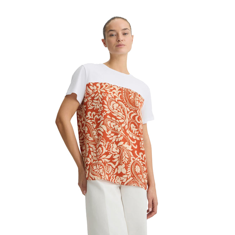 T-shirt Donna con dettaglio stampato Arancione modella frontale