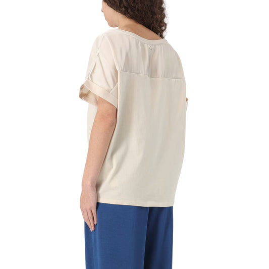 T-shirt da donna a tinta unita con girocollo