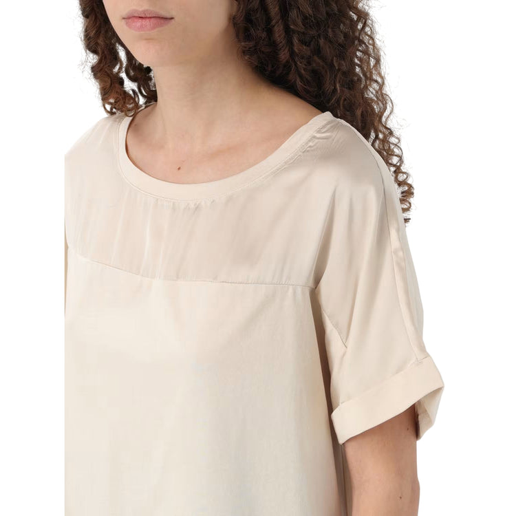T-shirt da donna a tinta unita con girocollo