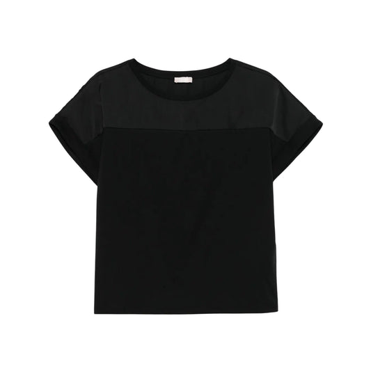 T-shirt da donna a tinta unita con girocollo