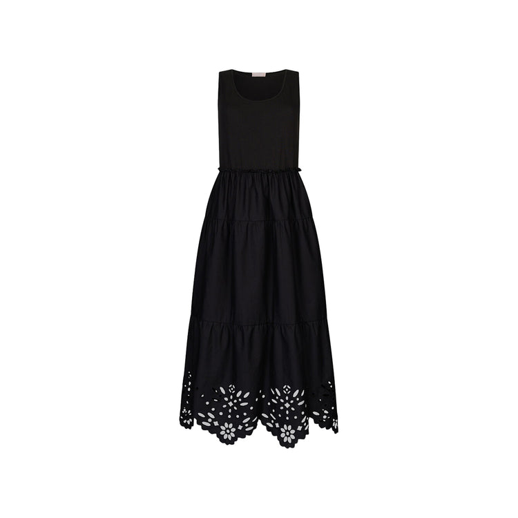 Abito Donna Nero con ricami al fondo