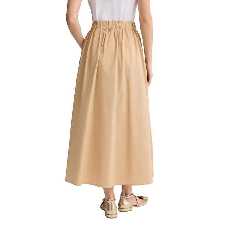 Gonna Longuette donna in popeline beige modella retro