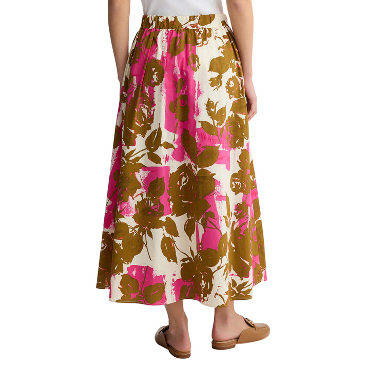 Gonna Longuette donna con stampa floreale modella retro