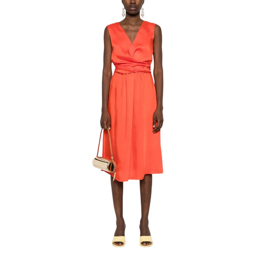 Abito Midi Donna in raso rosso