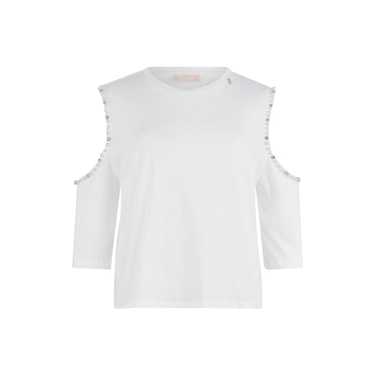T-shirt Donna con oblò sulle maniche Bianco