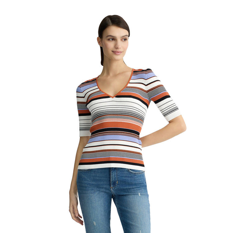 Maglia Donna con motivo a righe modella frontale