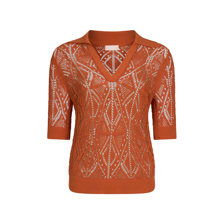 Maglia Donna in misto cotone crochet arancione