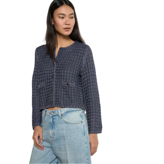 Giacca bouclé Donna con bottoni blu