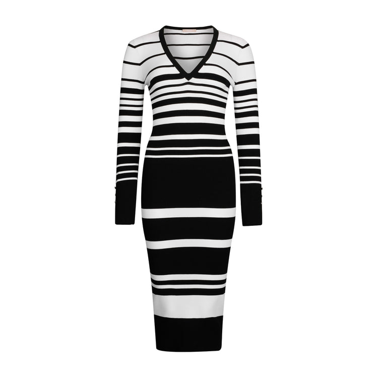Abito Donna in maglia a righe bianco/nero