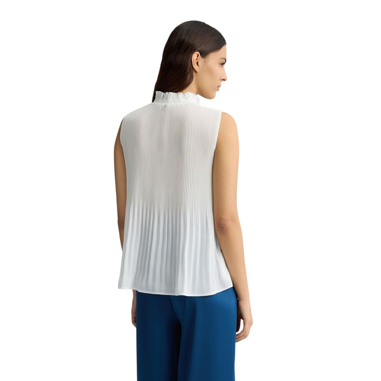 Top Donna in georgette bianco plissé modella retro