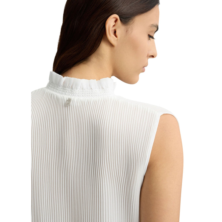 Top Donna in georgette bianco plissé dettaglio retro
