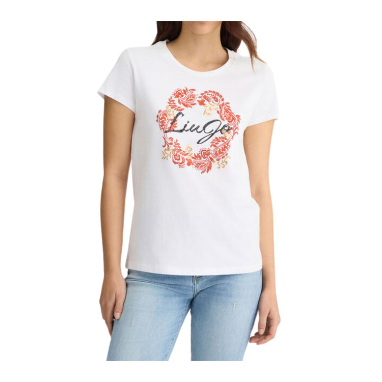 T-shirt Donna a maniche corte, dal taglio classico, con stampa logo