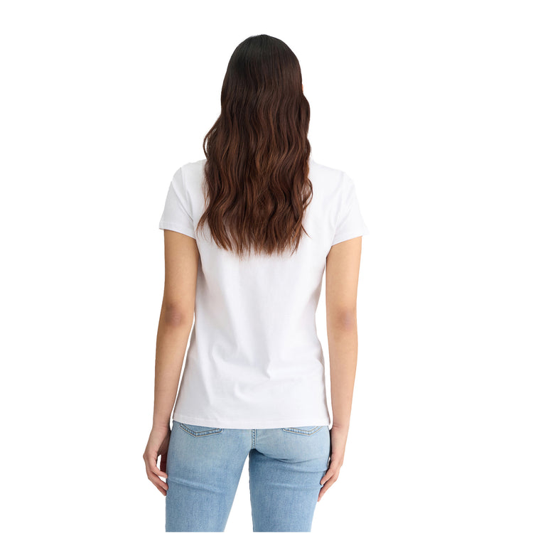T-shirt Donna con logo e stampa floreale modella retro
