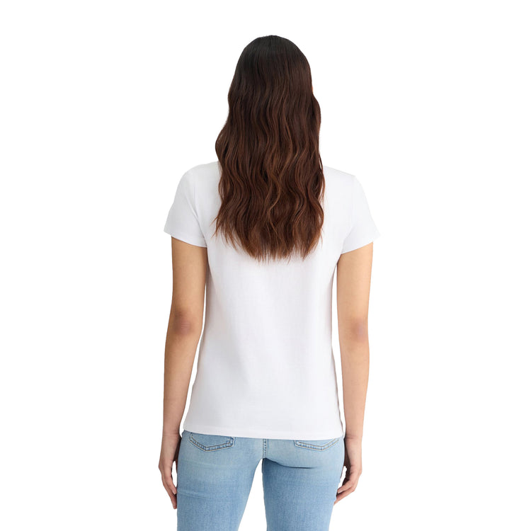 T-shirt Donna Bianca con cuore animalier modella retro