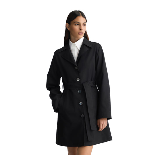 Trench Donna con cintura Nero modella frontale