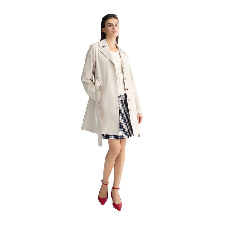 Trench Donna con cintura Beige modella frontale intera