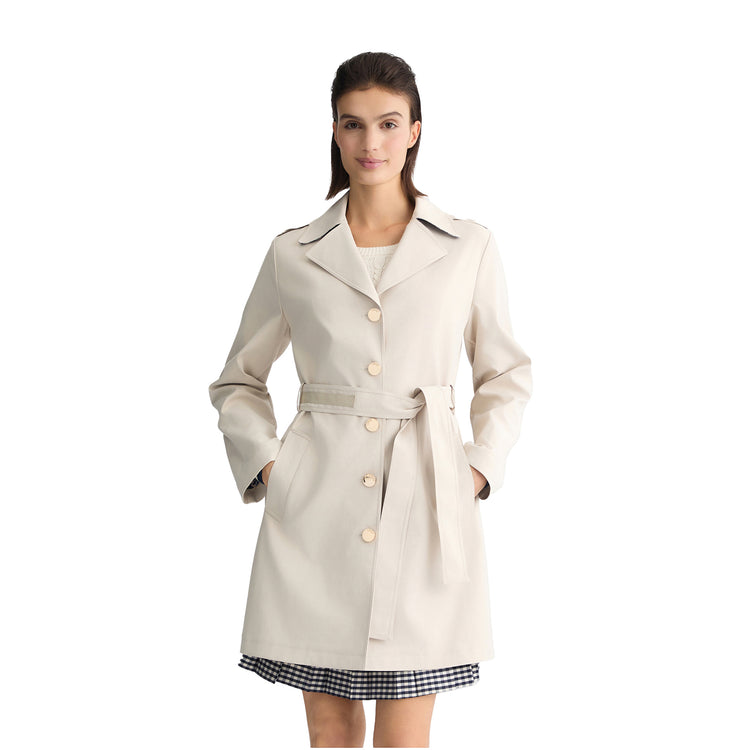 Trench Donna con cintura Beige modella frontale