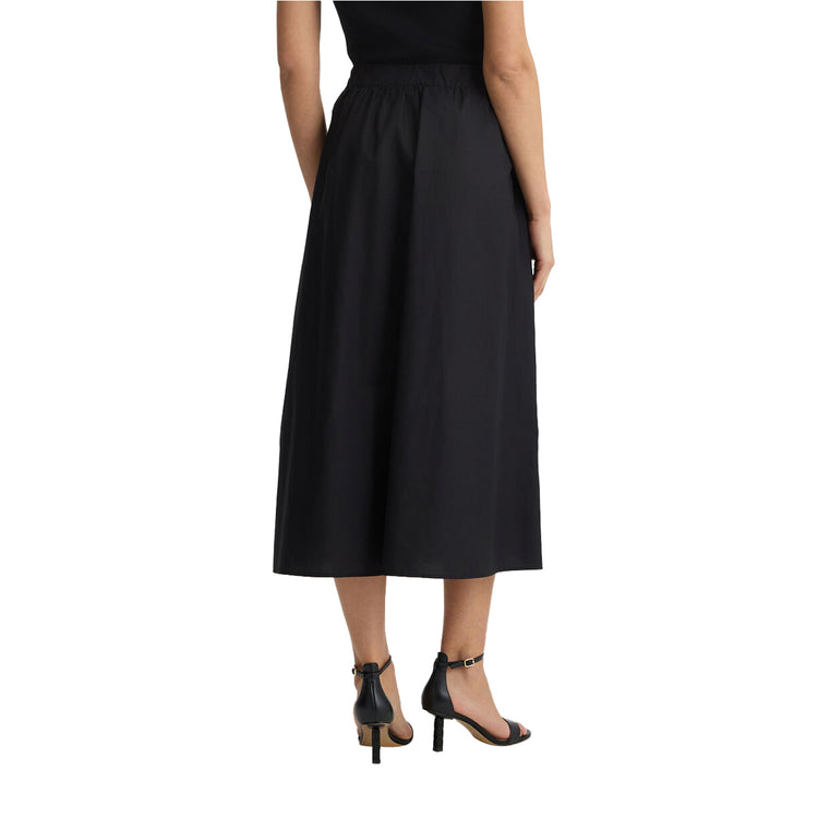 Gonna lunga da donna in cotone nero con ricami modella retro