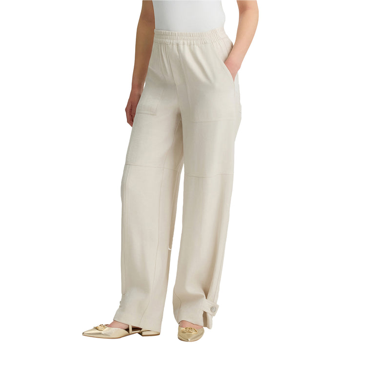 Pantaloni jogging da donna in misto viscosa Beige modella frontale