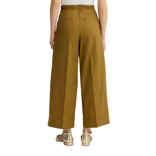 Pantaloni Donna Cropped in cotone marrone modello retro