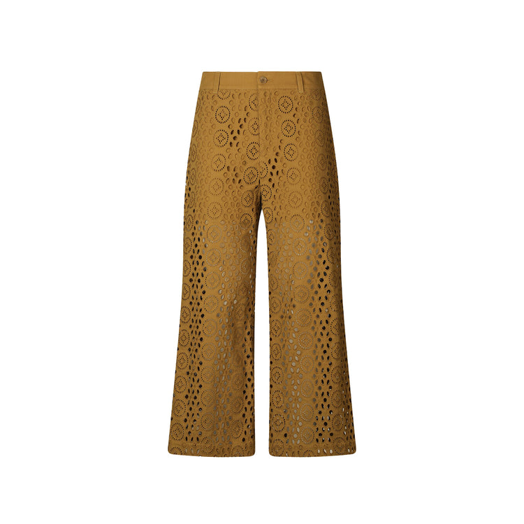Pantaloni Donna cropped con ricami marrone