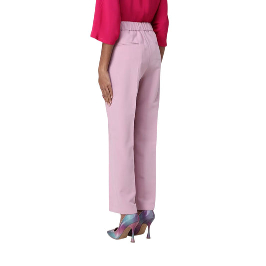 Pantaloni Donna cropped in viscosa stretch rosa modella retro