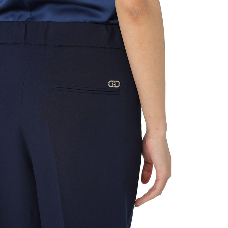 Pantaloni Donna cropped in viscosa stretch Blu dettaglio retro