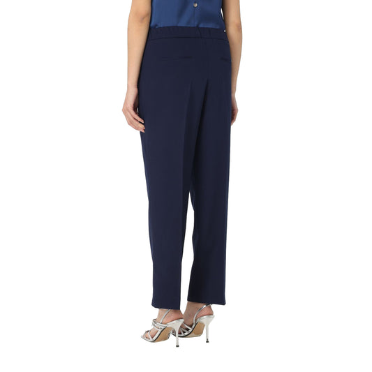 Pantaloni Donna cropped in viscosa stretch Blu modella retro
