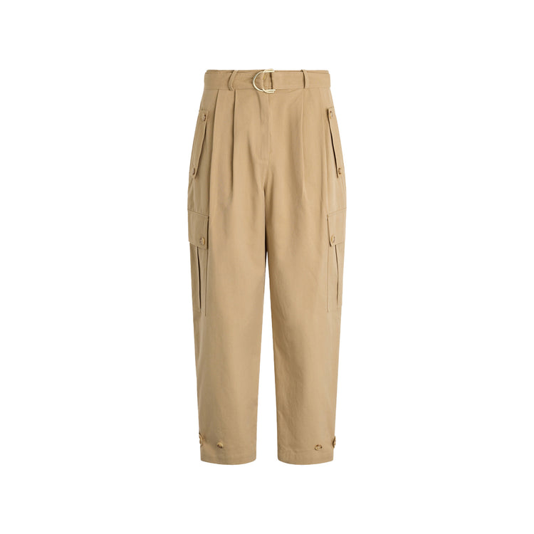 Pantaloni Donna cropped cargo Beige